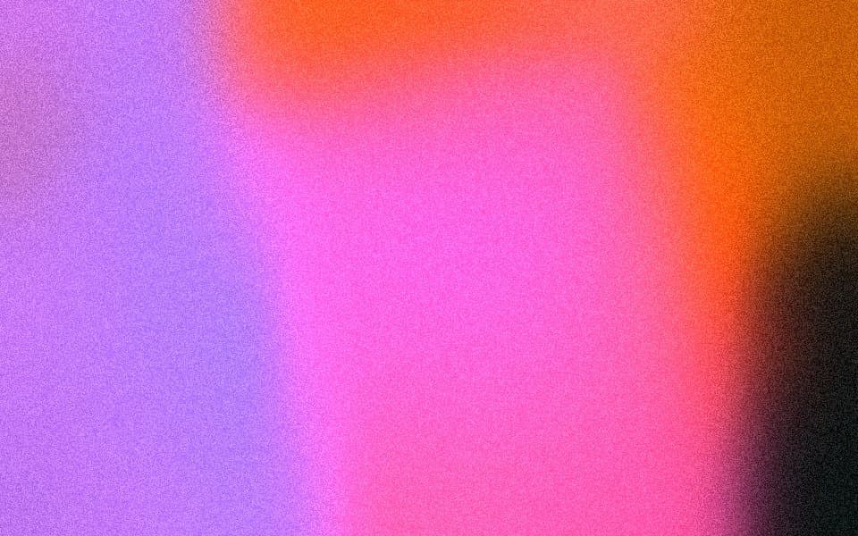 Ember: orange, pink and violet glowing on near-black, blobs style