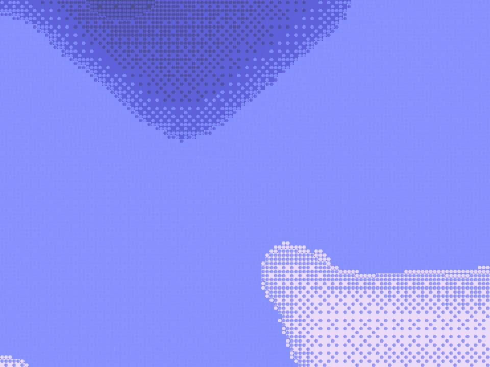 A white launch announcement card on a periwinkle gradient dithered into star and diamond glyphs