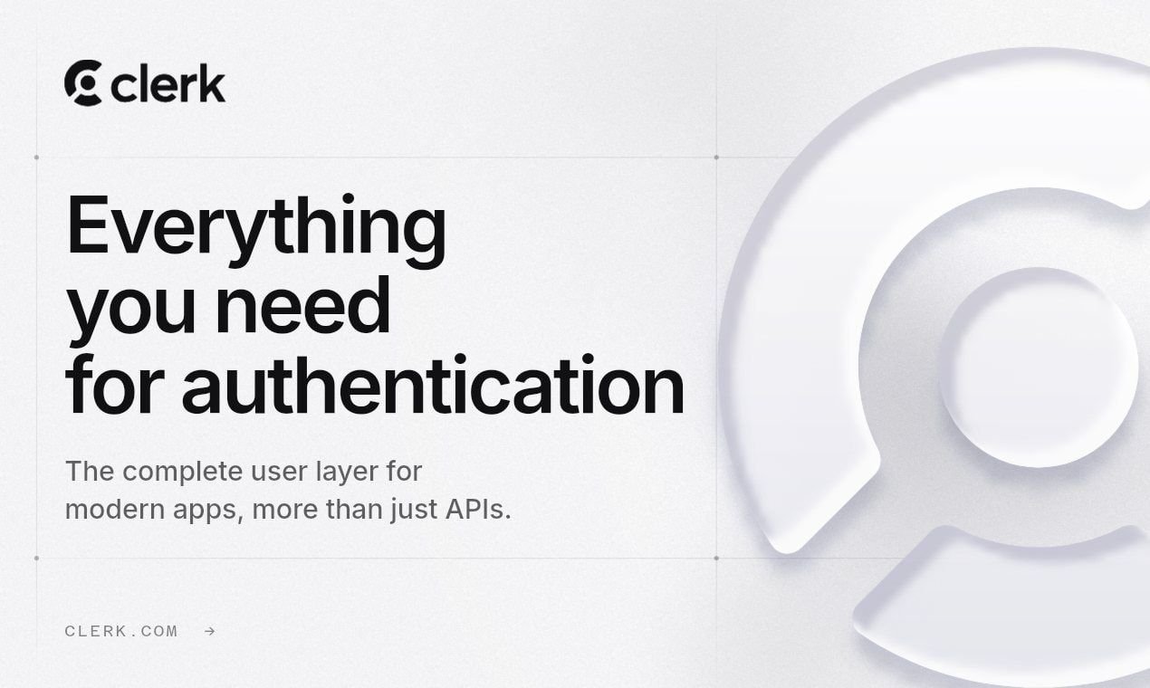 Clerk’s Product Hunt gallery image from its launch kit: “Everything you need for authentication”