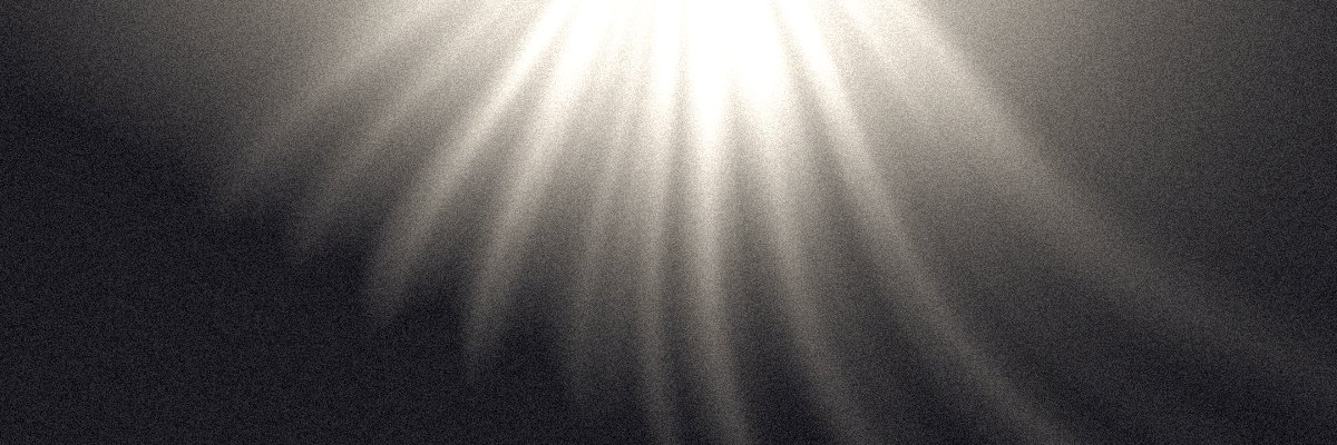 Spotlight X header background: a white studio light through haze over charcoal