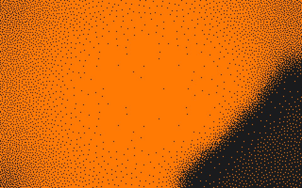Ember 1-bit gradient: two colours, its background and one ink