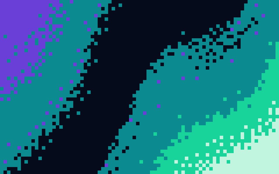 Aurora 8-bit gradient: emerald, teal and violet light across a night sky