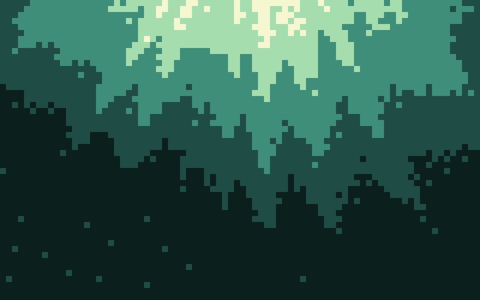 Canopy 8-bit gradient: pale sun through a green forest canopy