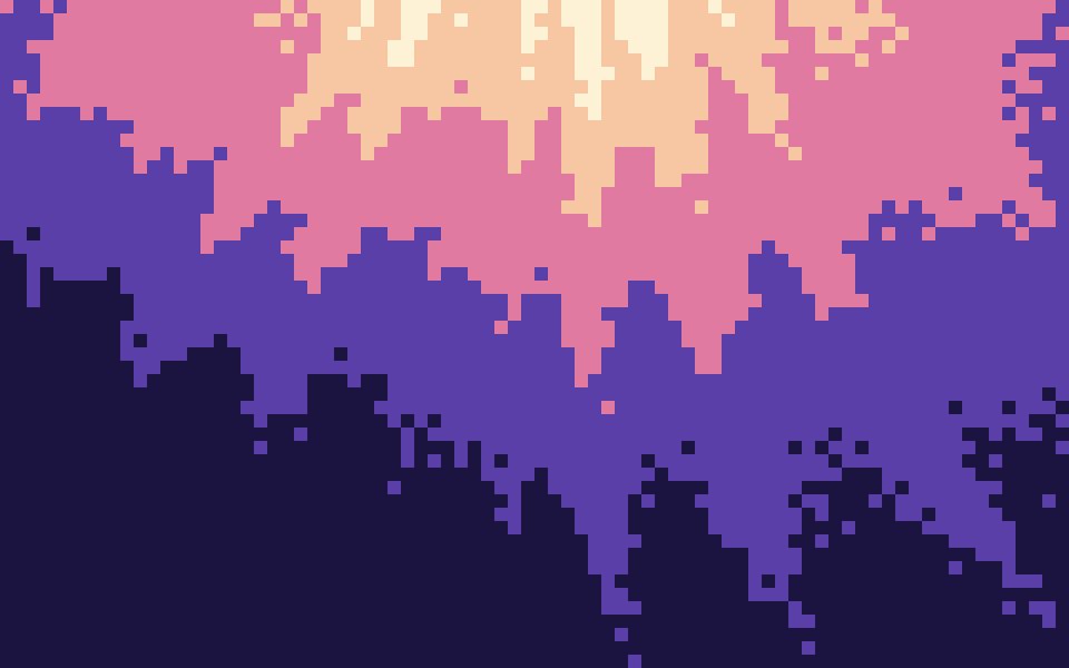 Daybreak 8-bit gradient: cream and peach light falling through rose into violet
