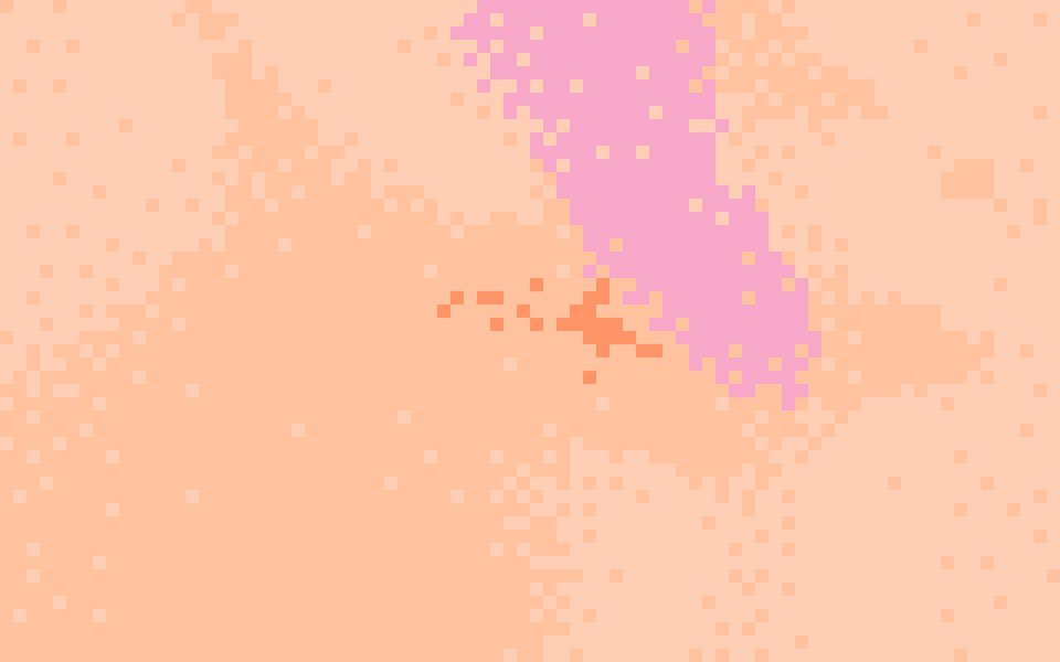 Peach Fuzz 8-bit gradient: soft apricot and blush on warm cream