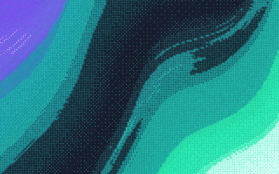 Aurora dithered background: emerald, teal and violet light across a night sky