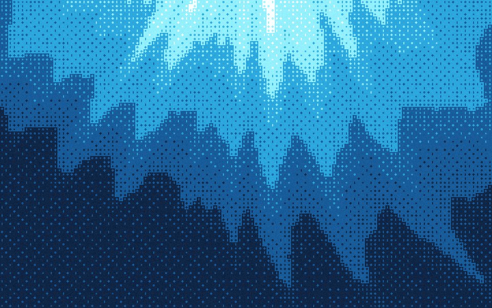 Abyss bayer dither: sunlight falling into deep blue water