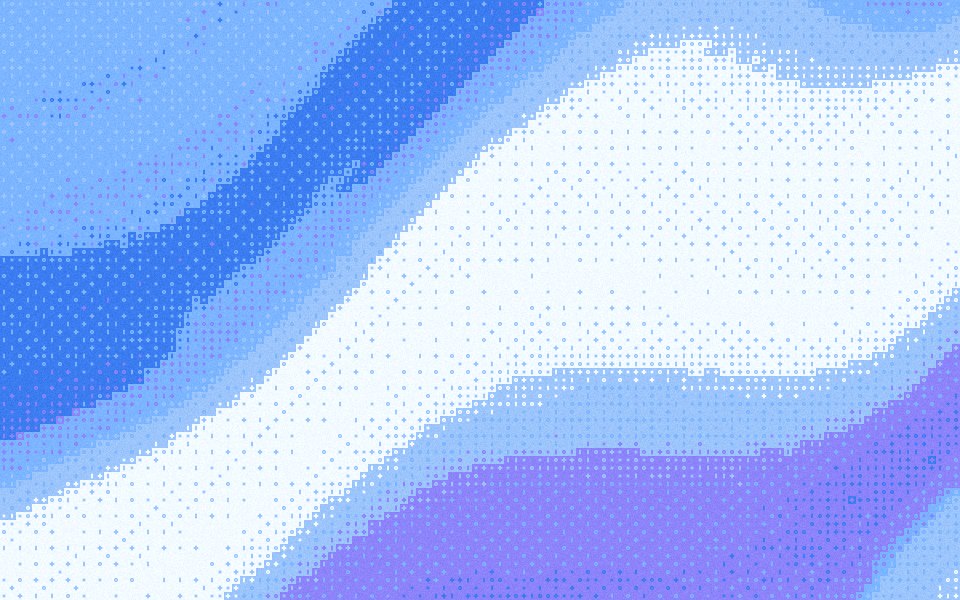 Ice Fiber bayer dither: cobalt, sky blue and a white thread of light