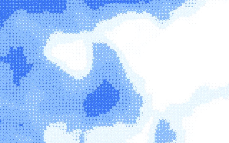 Blue Sky dither wallpaper: white cumulus on a clear blue sky