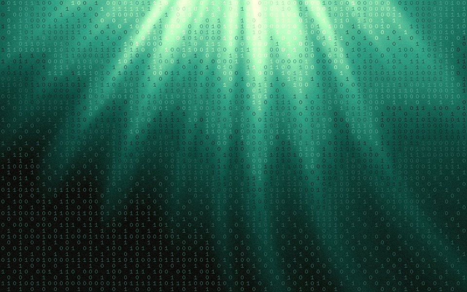 Canopy glyph dither: pale sun through a green forest canopy