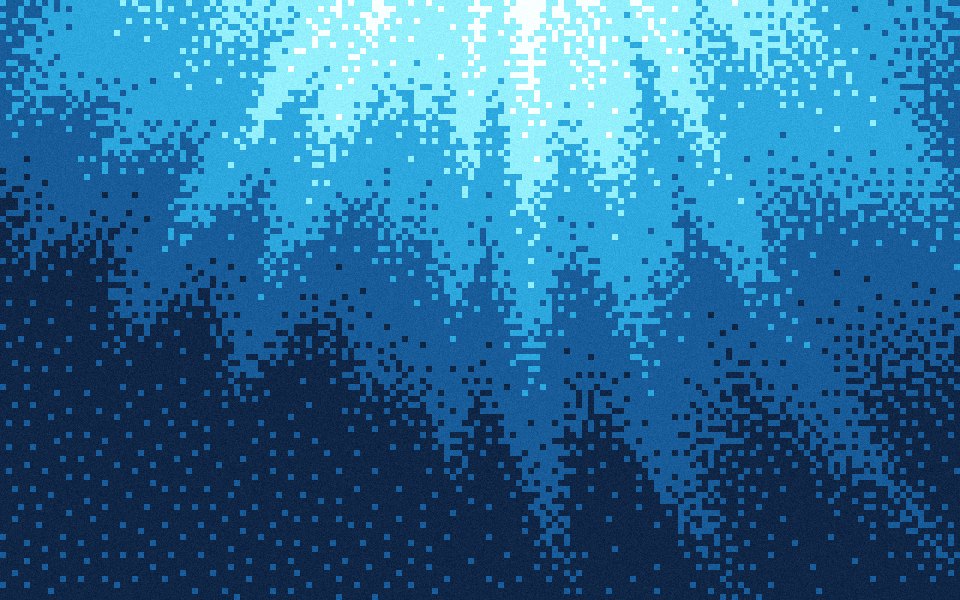 Abyss pixel art gradient: sunlight falling into deep blue water