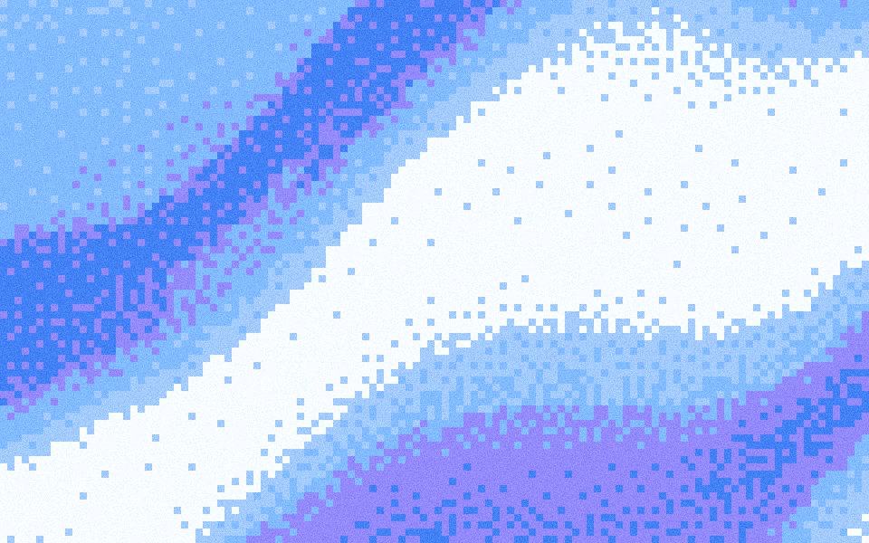 Ice Fiber pixel wallpaper: cobalt, sky blue and a white thread of light