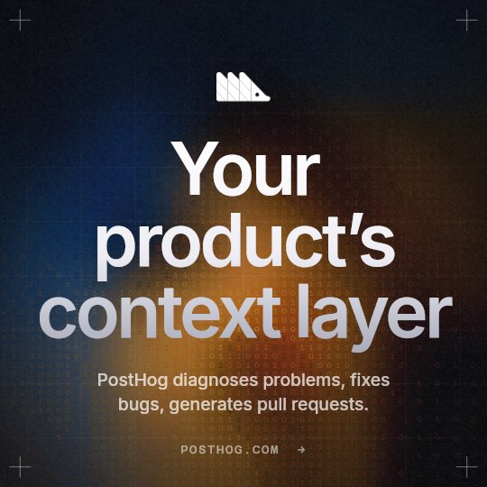 PostHog square post poster, 1080 by 1080